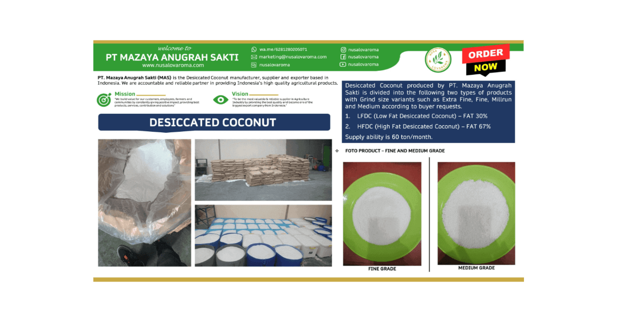 Pabrik Desiccated Coconut di Indonesia
