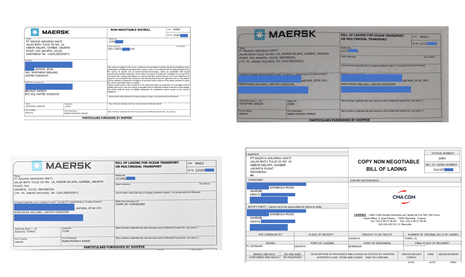 Proof Shipment (Bill of Lading)